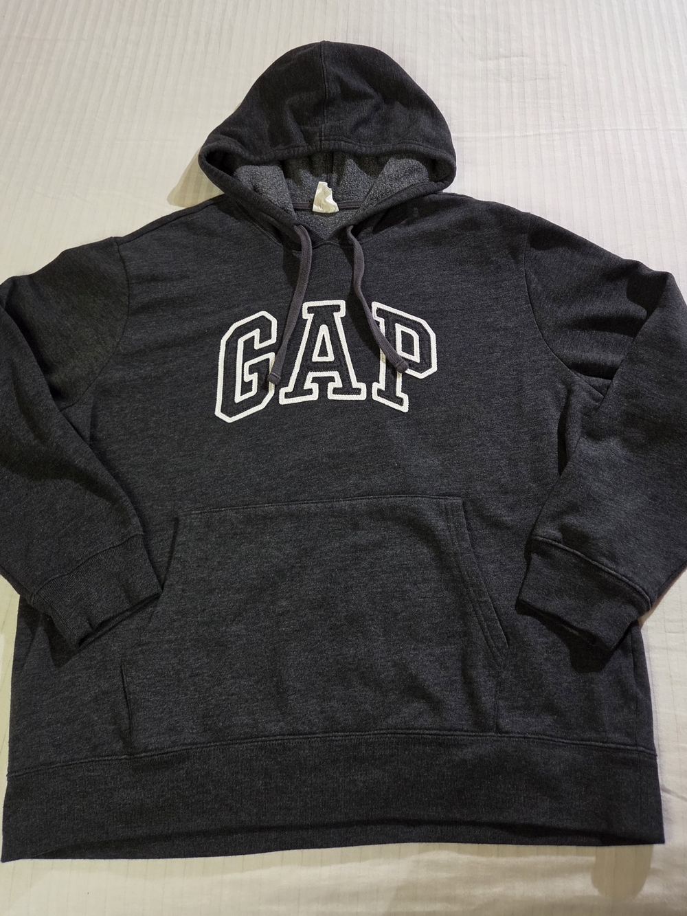 Gap Hoodie Womens Lrg Gray Spell Out Logo Center Pullover Short Sleeve Fit